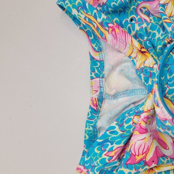 IBKUL Pink Flamingo/Floral Print Mock Neck Zip Sleeveless Golf Dress Sz M - Picture 11 of 14